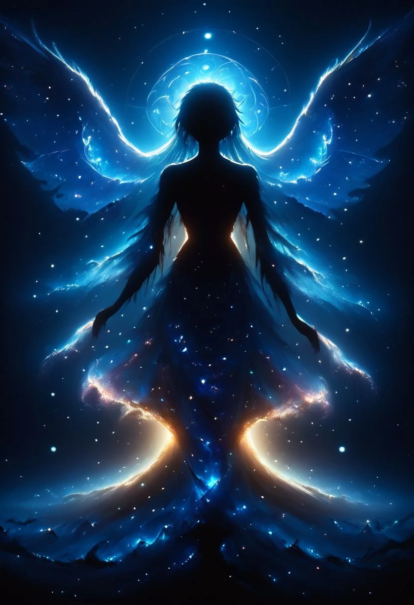 1girl, realistic, score_9, score_8_up, score_7_up, score_6_up, score_5_up, score_4_up glowing frame, backlight colors, silhouette colors, cosmic frame, powerful owl, profile in a frame, silhouette, backlighting, vibrant,magical night sky, illustration, soft, beautiful, dreamy, realistic, professional, simple, twinkling night sky, extremely detailed, hyper detailed, illustration, half finished sketch, half colored sketch, anime, masterpiece, bright colors, high contrast, vivid lighting, dark background, simple background, mad-spiral-galaxy, DonMFr4ck7ur3dUnd3rw0rldXL