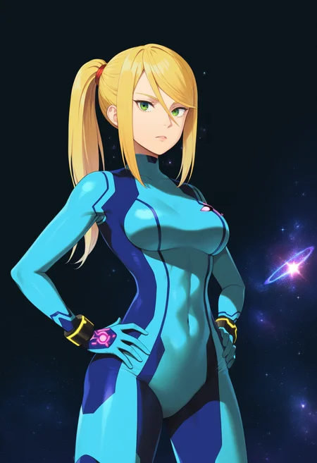 best quality, amazing quality, very aesthetic, absurdres,
BREAK
(black background, galaxy background, starry background:1.8)
1girl, samus aran, green eyes, blonde hair, medium hair, ponytail, sidelocks,
blue bodysuit,
looking at viewer, standing, hands on hips, <lora:MoryoNoob_byKonan:1>