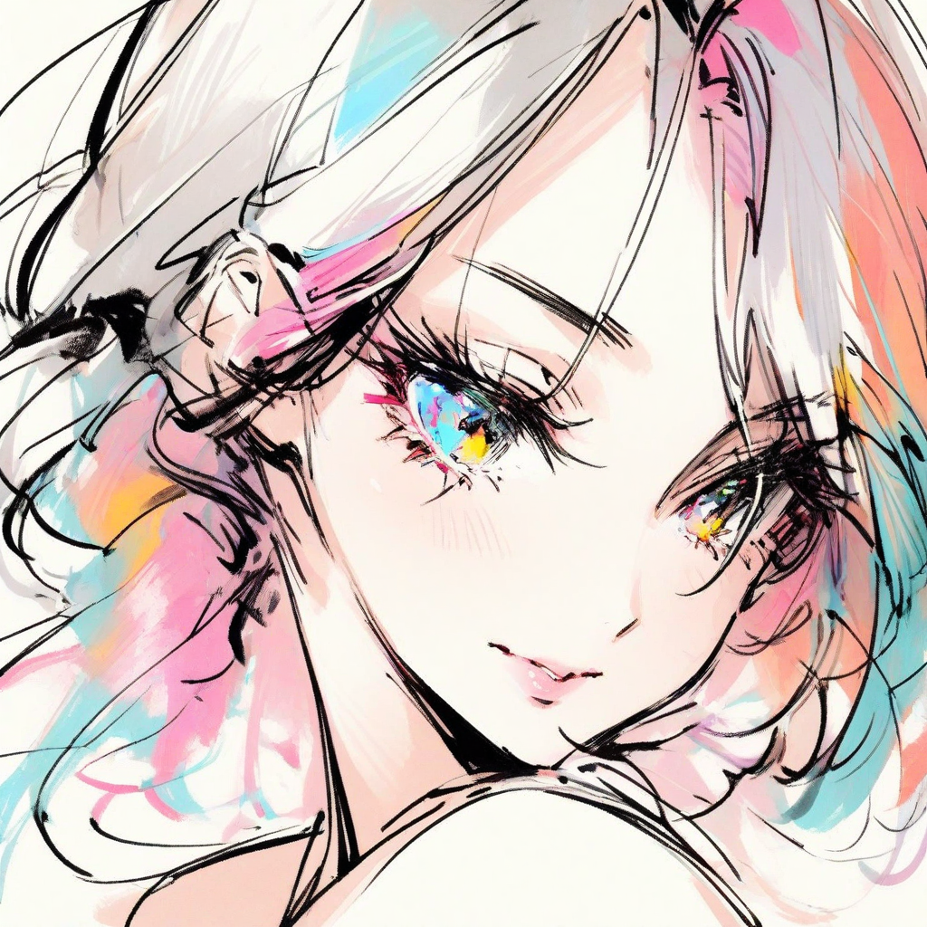 inksketch, a portrait of a woman, colorful