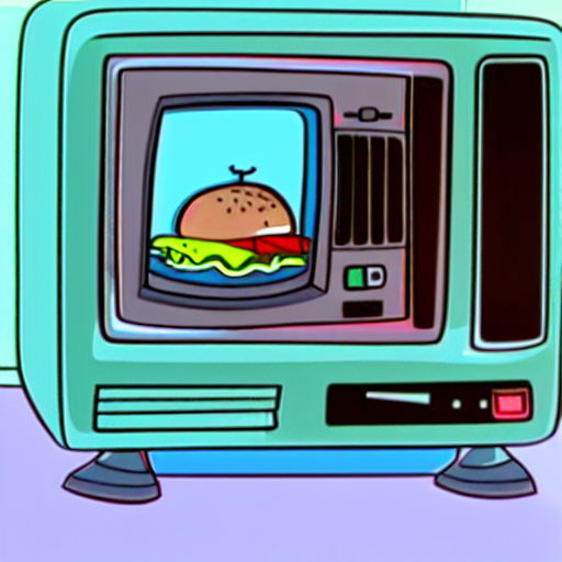 ass, retro artstyle, burger, ground vehicle, television, cape, slippers, mask, hoodie, tight