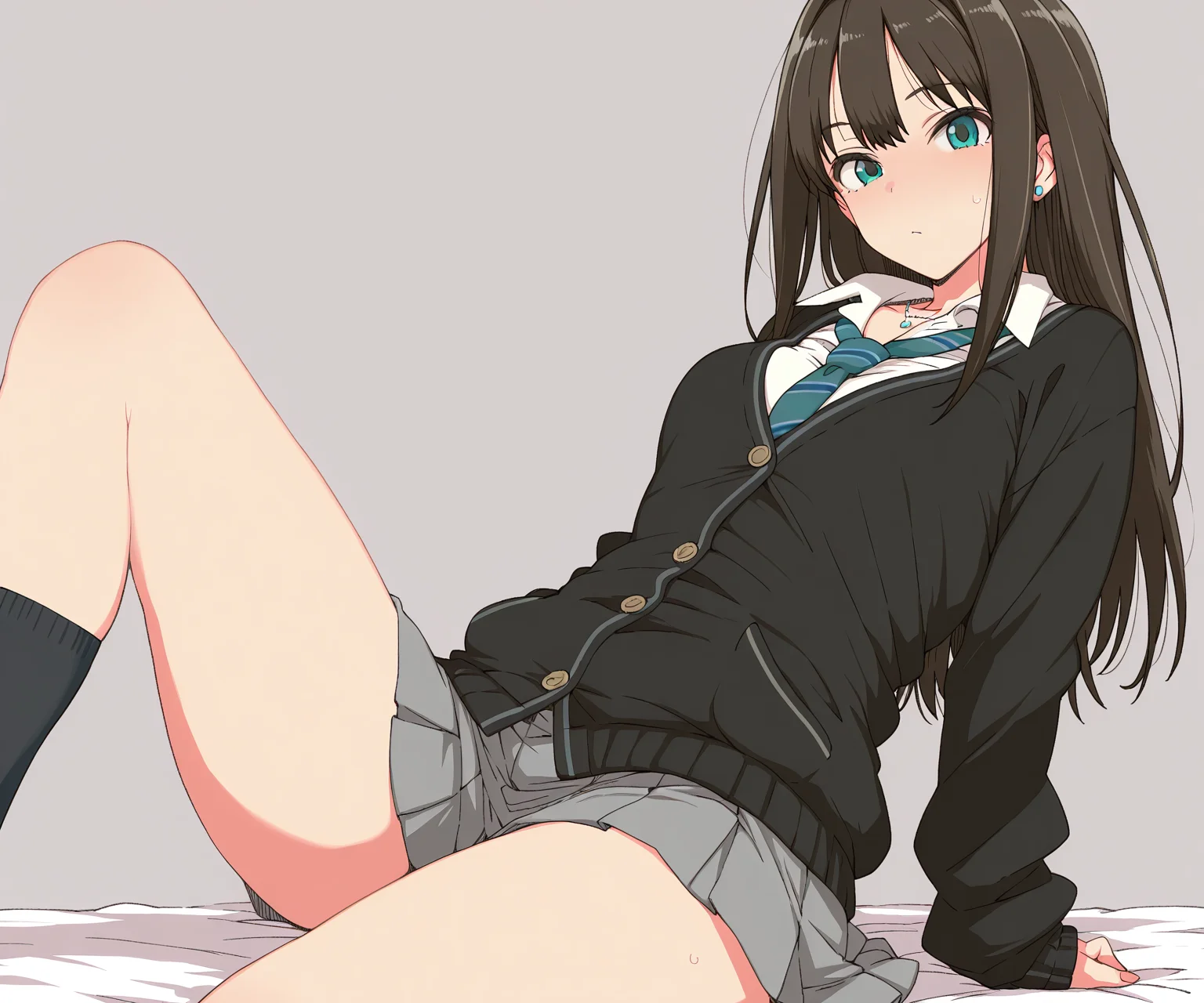 masterpiece, best quality, amazing quality, , 1girl, solo,shibuya rin, shirt, cardigan, skirt, looking at viewer, <lora:Toriga_Naku_ILL_v1.1:1> toriganaku