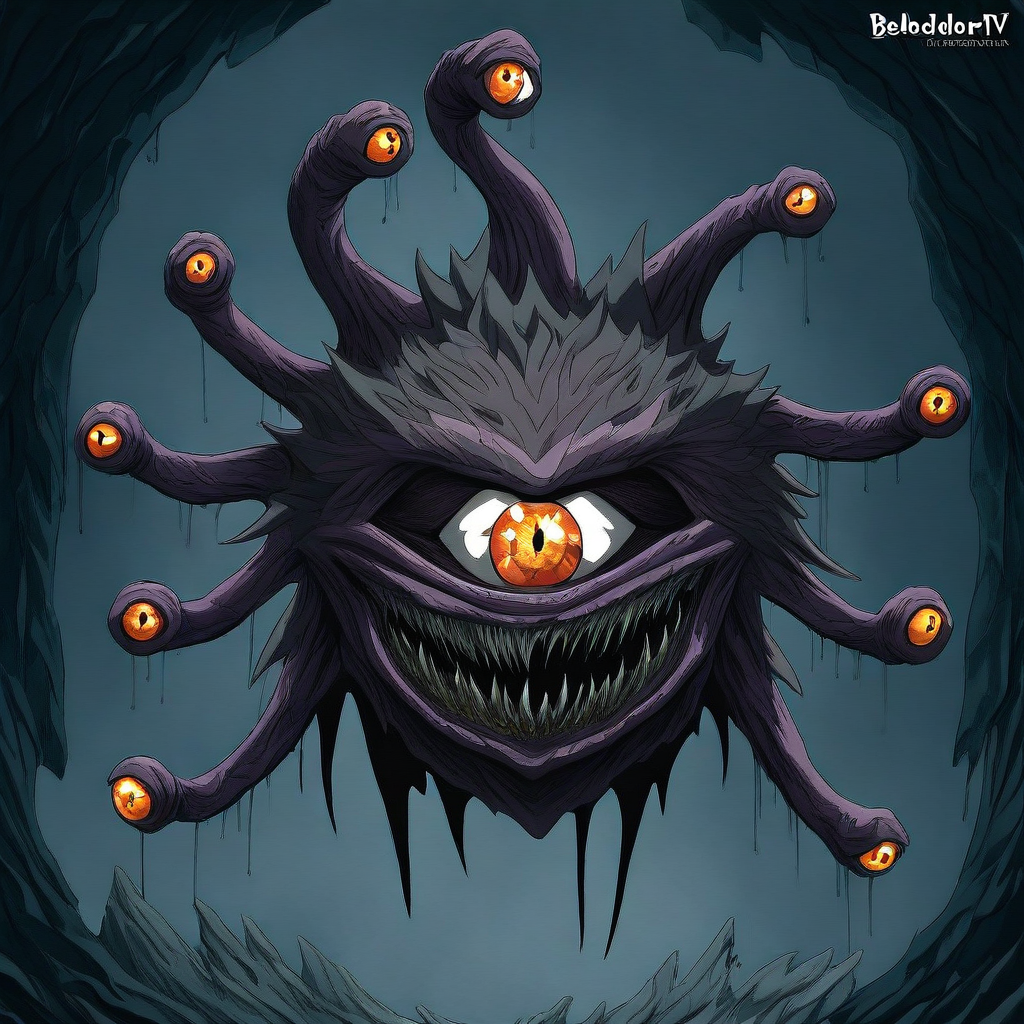 masterpiece, best quality, newest, absurdres, highres, anime, anime style, no humans, Beholdertentacles-ILV1.0, fullbeholder, beholder, eyed Tentacles, tentacles with eyes, extra eyes, monster