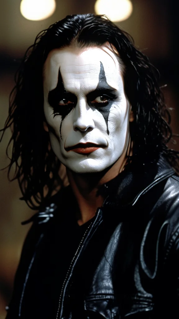 This is Eric Draven The Crow Movie 1994 version, Brandon Lee, realistic, 8k, the crow bird, portrait