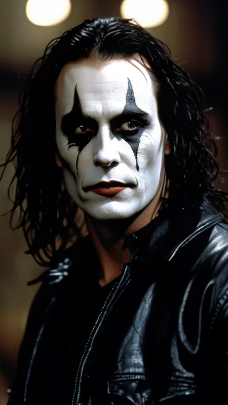 This is Eric Draven The Crow Movie 1994 version, Brandon Lee, realistic, 8k, the crow bird, portrait