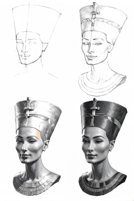 <lora:How_to_draw_step_by_step_2:1> howtodraw, sketch, 4 steps, toned paper, Nefertiti, detailed,
<lora:add-detail-xl:1>