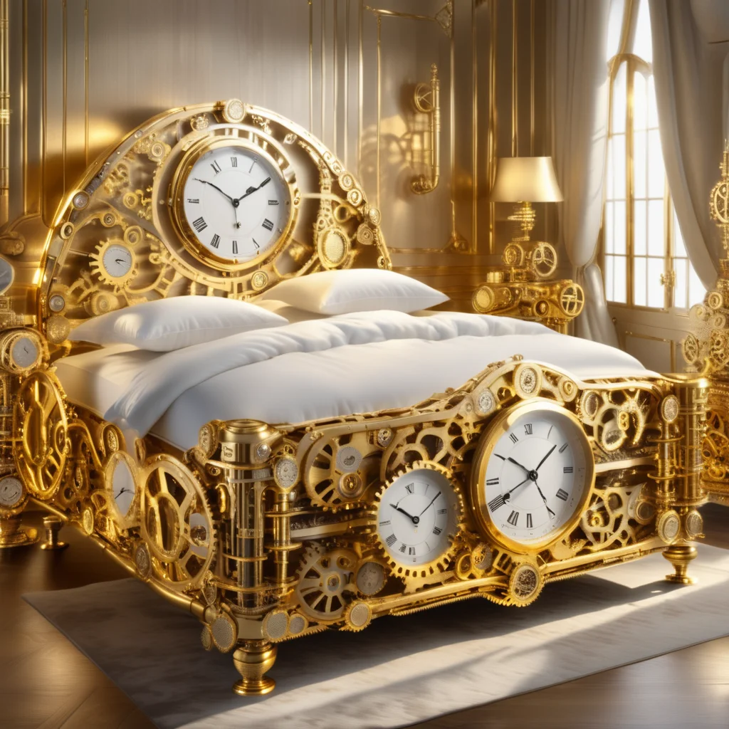 timeart golden bed<lora:timeart:1>