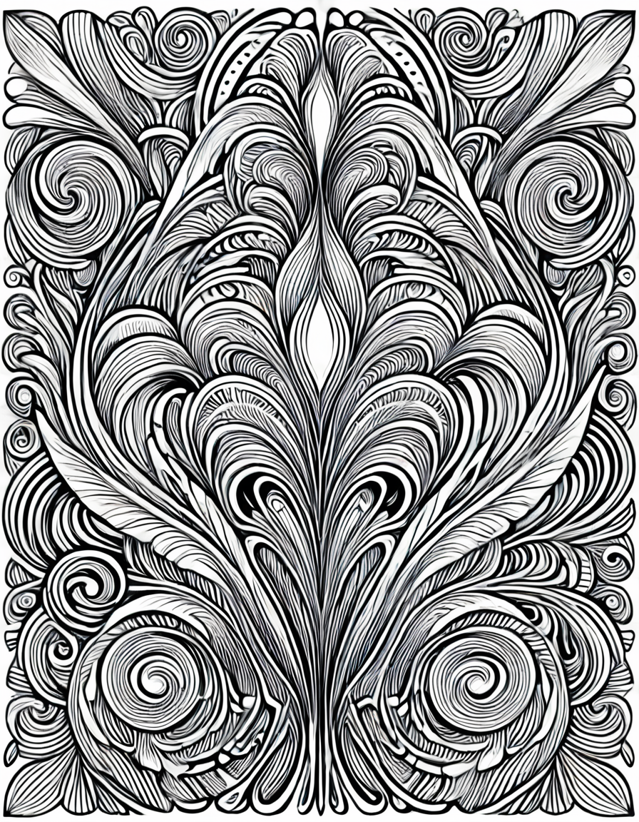 lineartlora, psychedelic, lineart, monochrome, black and white
