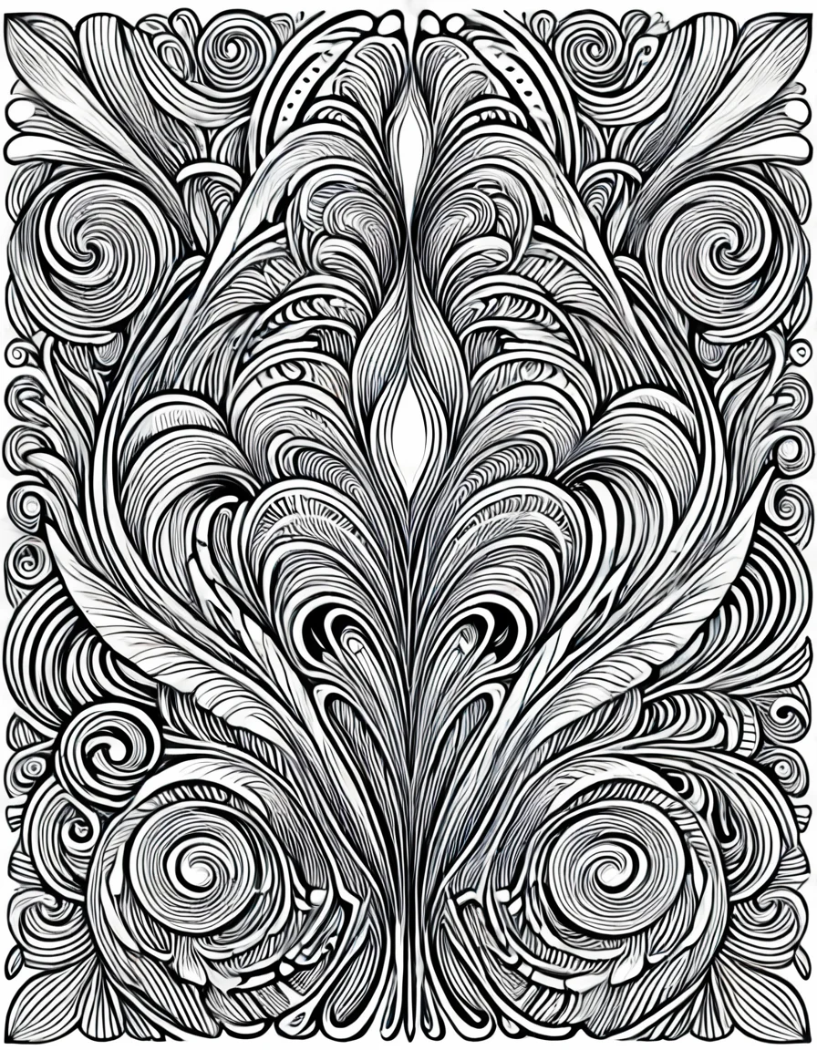 lineartlora, psychedelic, lineart, monochrome, black and white