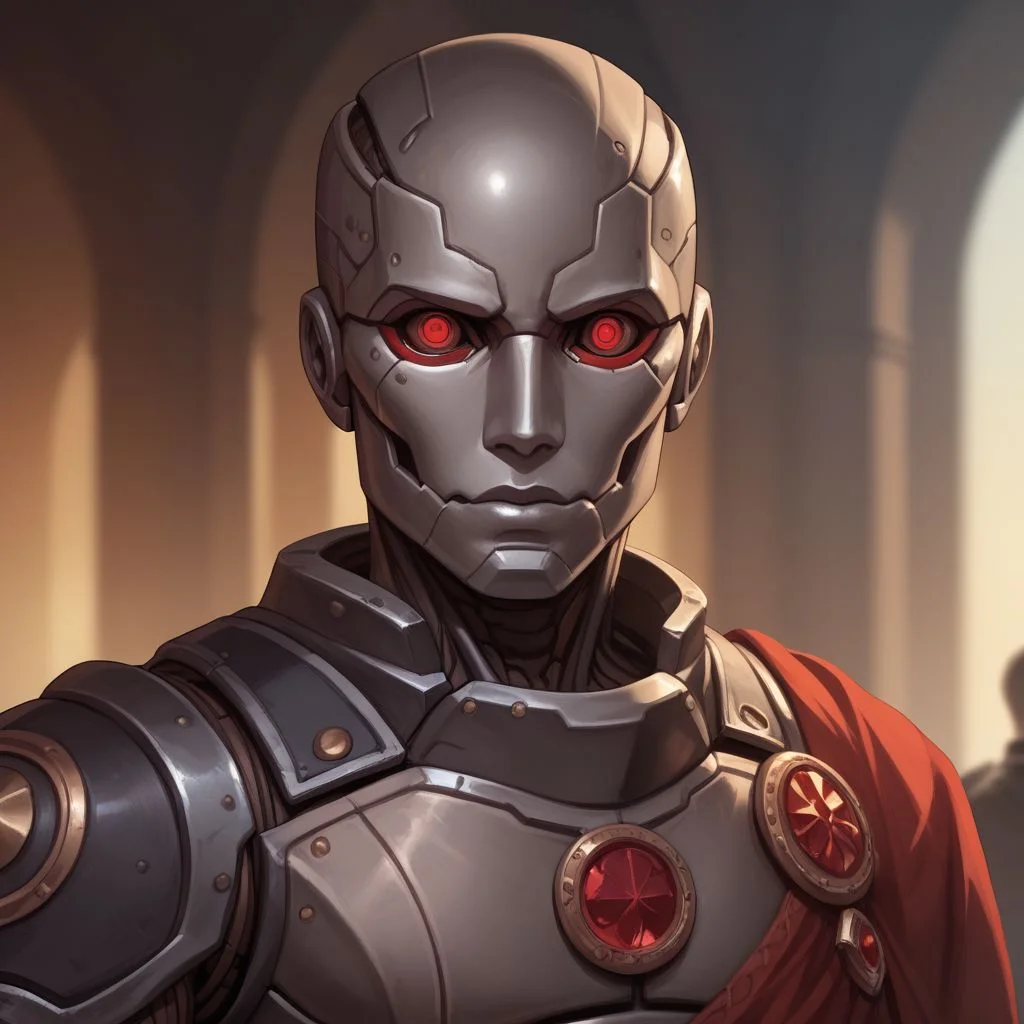 score_9, score_8_up, 8, score_7_up, score_6_up, ((masterpiece)), portrair,
warforged, metal body, robot, 1boy, red eyes, black metal,
fantasy background, blurred background