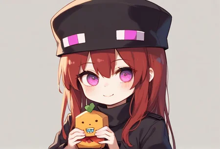 enderman-chan, enderman hat, black hat, chibi, a sizable bell, by Alberto Giacometti, Ambient Occlusion, a verdant overgrown Terracotta Army, Art on Instagram, a cute thorn, fauvist, 1girl, solo, colourful, score_9, score_8_up, score_7_up, masterpiece, best quality, very aesthetic