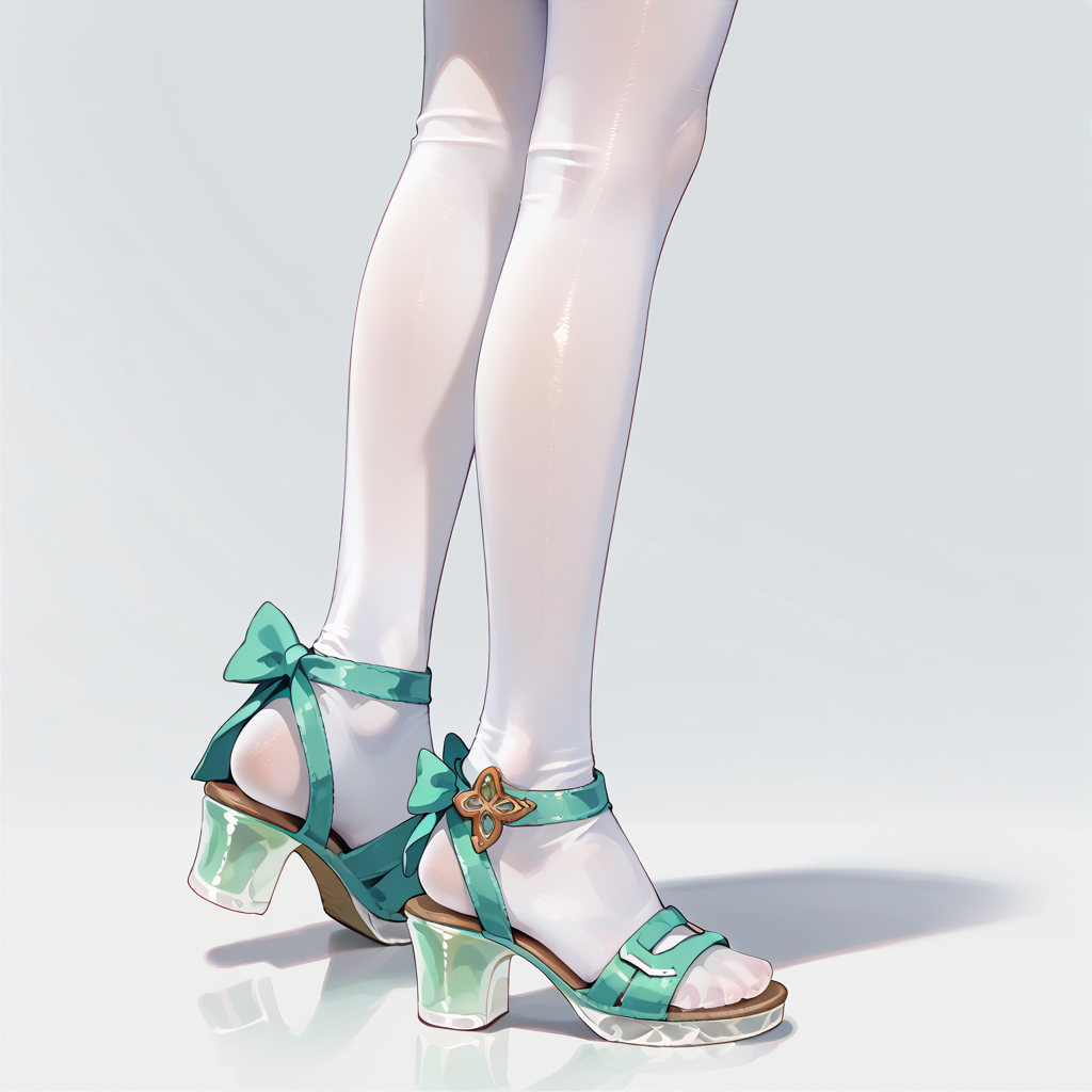 score_9, score_8_up, anime source, simple background, 
1girl, solo, 
toelessfootwear, feet, green sandals, white legwear, 
  <lora:toeless_footwear_pony_v1:0.7>