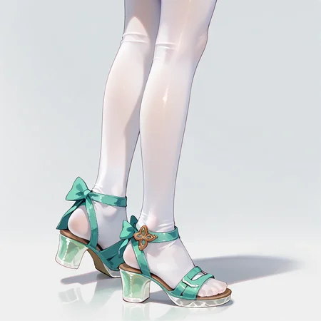 score_9, score_8_up, anime source, simple background, 
1girl, solo, 
toelessfootwear, feet, green sandals, white legwear, 
  <lora:toeless_footwear_pony_v1:0.7>