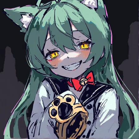 masterpiece, best quality, very aesthetic BREAK kiato, (ciloranko:.7), dino \(dinoartforame\), horror \(theme\), gritty, colorful, faux traditional media, painting \(medium\) BREAK 1girl, akashi \(azur lane\), evil grin, sleeves past wrists, yandere, half-closed eyes, looking at viewer, yellow eyes
<lora:noob05-kiato-unet only-feb18-step00002464:1>