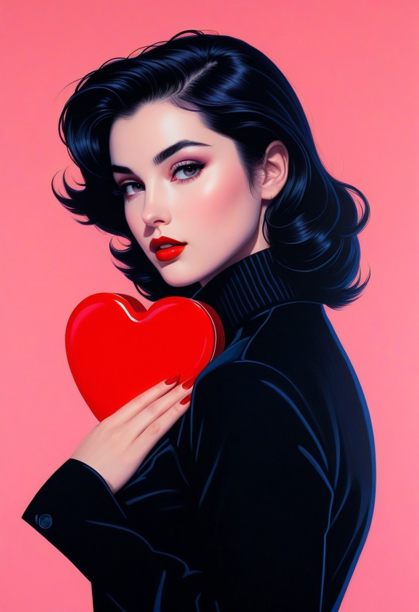 valentine day scene, hot, cute, arresting, flawless, presentable, appeal, love, fancy, twilight, by Herb Ritts, ilya kuvshinov, greg rutkowski, fantasy, screen print