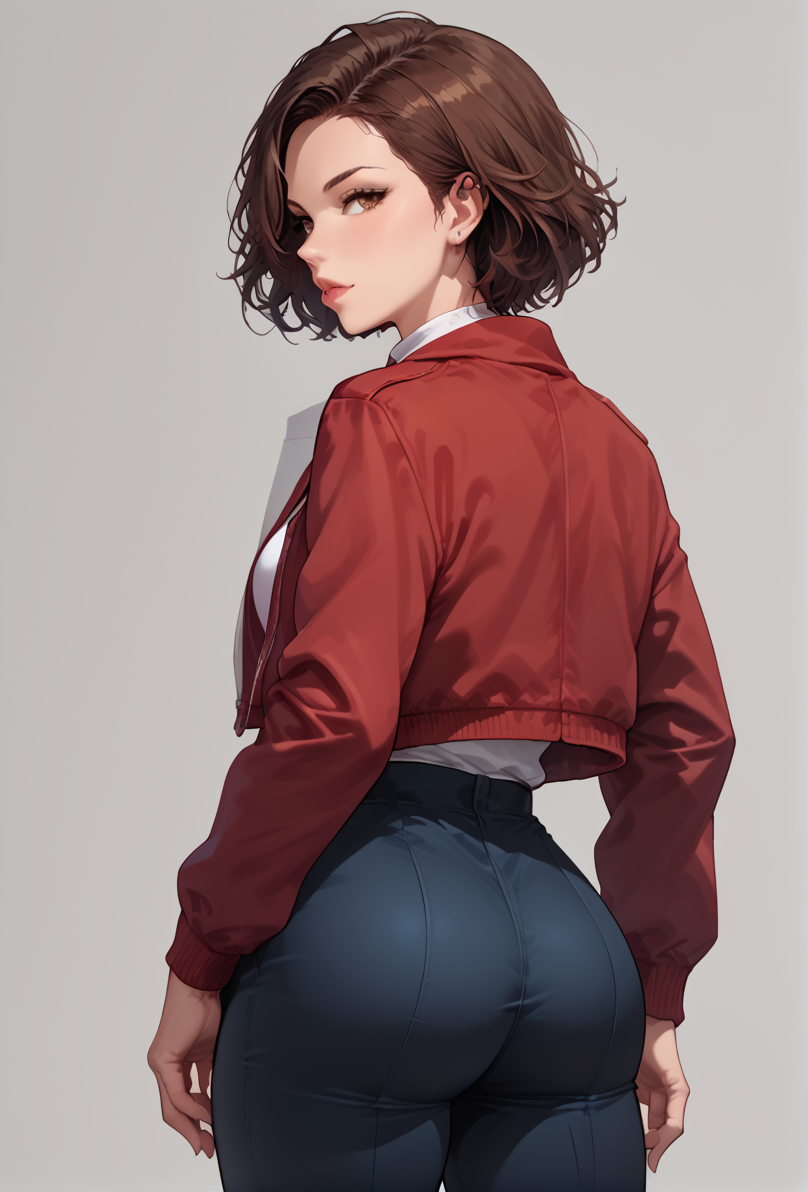 a cartoon picture of Madison russell in brown short hair, superflat, red jacket,
superflat, a detailed drawing,jacket,white shirt, <lora:Madison_russell:0.7>,score_9, score_8_up, score_7_up, score_6_up,source, <lora:cartoonstv02XLP:0.6>, fit, solo, curvy, suit, from behind,