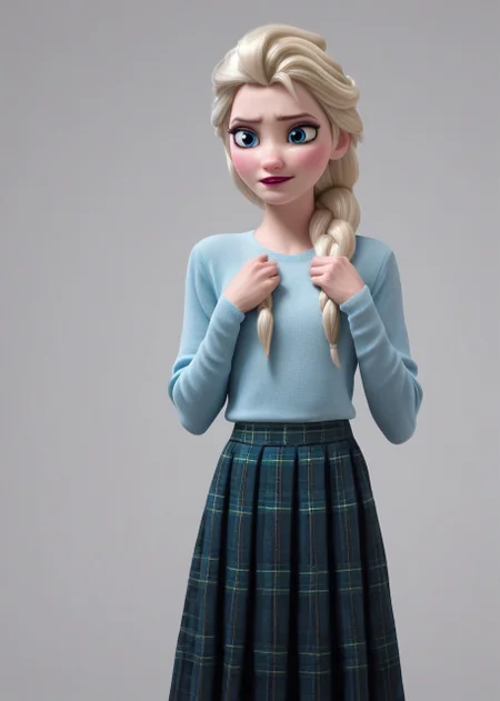 princess Elsa,, <lora:princess_pony_v1:0.5> 1girl plaid skirt <lora:AA_Ads_Only:.9> 445l34z34d, american apparel,, score_9, score_8_up, score_7_up, score_6, score_5, score_4,