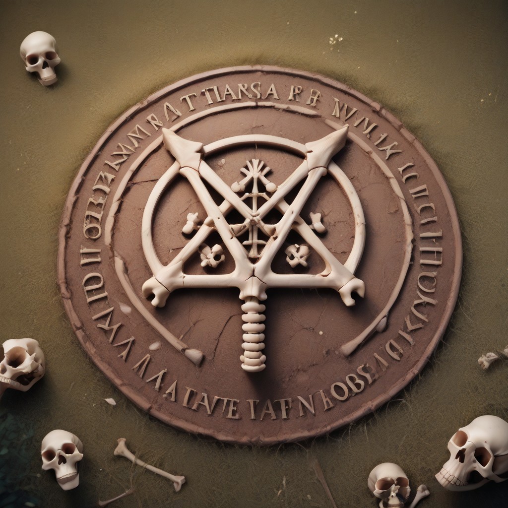 Photography.
score_9, score_8_up, score_8, score_9, masterpiece, ultra high quality, hd render, satan, satan symbols, pentagram, no humans, pentagram made of bones, bones on grass, view from above