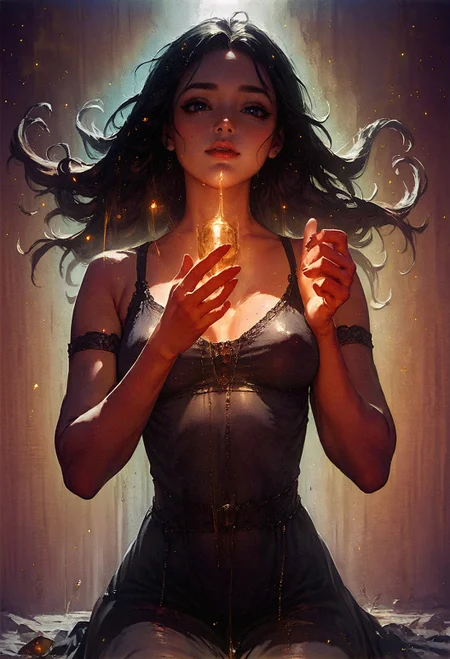 score_9, score_8_up, score_8,  woman, solo, black dress, petite body, black hair  <lora:pony/twilight_style:0.8> concept art, realistic <lora:sdxl/princess_xl_v2:0.8> <lora:sdxl/sinfully_stylish_sdxl>