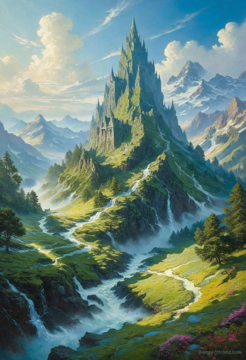 reality is an illusion. a beautiful landscape combined with a large fractal abstract pattern. magical atmosphere, lightness, airiness. oil painting., trending on artstation, sharp focus, studio photo, intricate details, highly detailed, by greg rutkowski