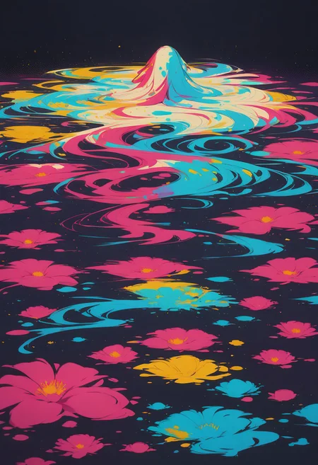 score_9, score_8_up, sketch, ass focus, back, very long hair, flowers, paint splatter, colorful, abstract, dark background; liquid, particles, lying, on stomach <lora:NoctAbstract:1>, very pretty, beautiful, masterpiece, stunning,