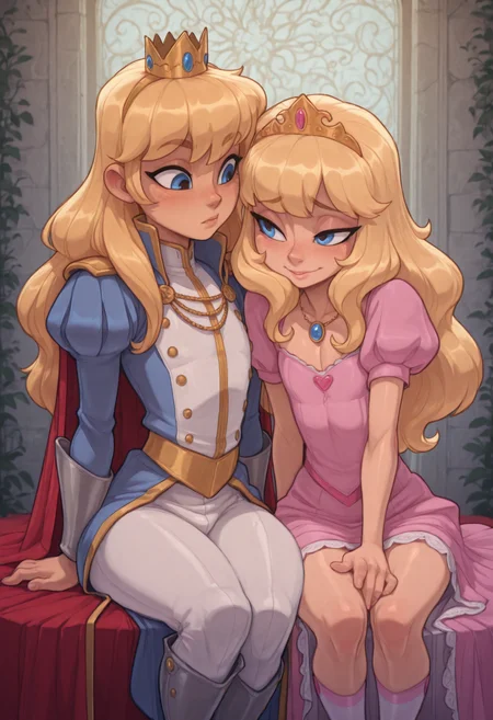 2boys,
B1gd4d,
otoko no ko, 
prince, princess, 
masterpiece <lora:Bigdad:0.7>