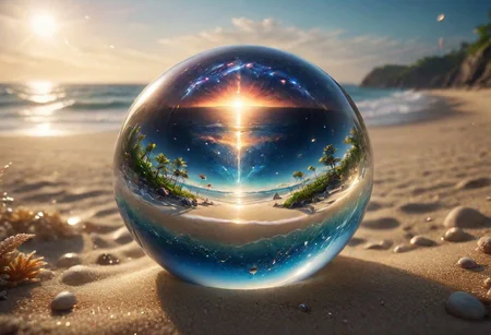 glass ball with a ((galaxy inside)), a galactic storm inside, space reflection beige, lies on a squeak on the beach, 8k, vray, IMax, hyperrealism, perfect light, bokeh Carl Zeiss 85mm, small depth of field, photorealistic, masterpiece, high resolution, best quality, cinematic shot, ultra-detailed, super realistic, Hyperrealistic art, high-quality, ultra high res, highest detailed, lot of details, Extremely high-resolution details, photographic, realism pushed to extreme, incredibly lifelike,