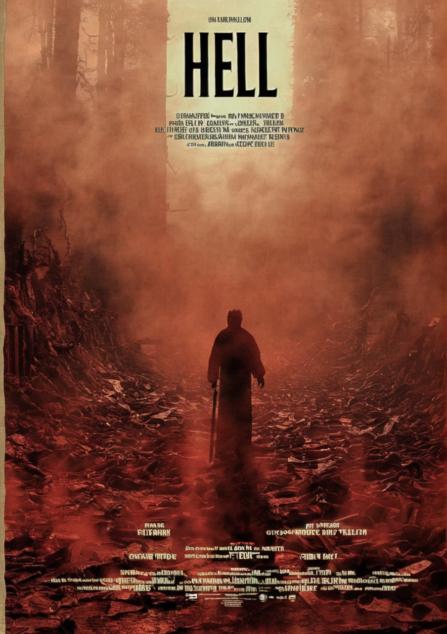 cinexart (title: "Hell") movie poster <lora:cinexart:1>