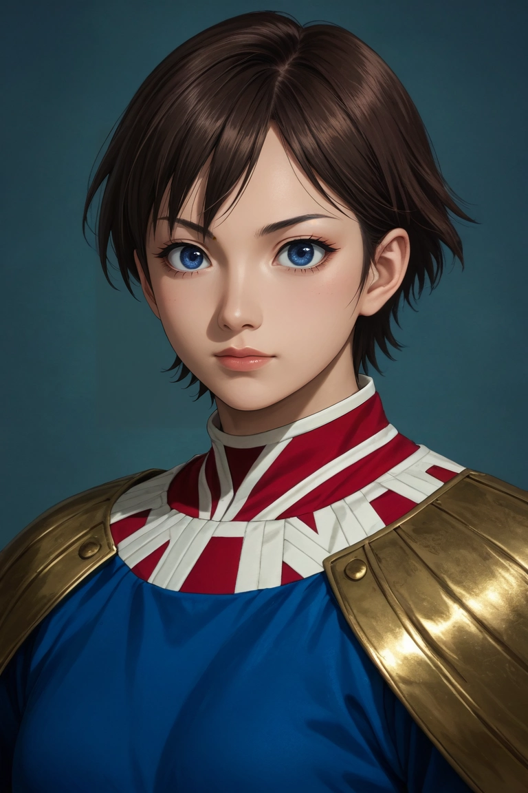 score_9, score_8_up, score_7_up, source_anime, rating_safe, intricate details, semi-realistic, , , 1girl, solo, <lora:he_liao_diao_pony:0.74>, he_liao_diao, brown hair, blue eyes, short hair, , , captain costume, <lora:sdxl_lightning_8step_lora:1>