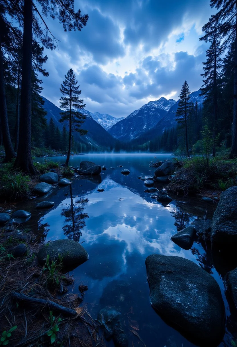 photograph, landscape of a Hallstatt, at Twilight, humor, dreamlike and atmospheric landscapes, dark fantasy art, RAW photo, detailmaximizer, midjourneyv6.1, aidmaglow