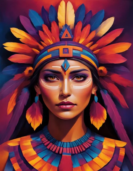 novuschroma82 style aztec woman looking at viewer <lora:novuschroma82 style:1>