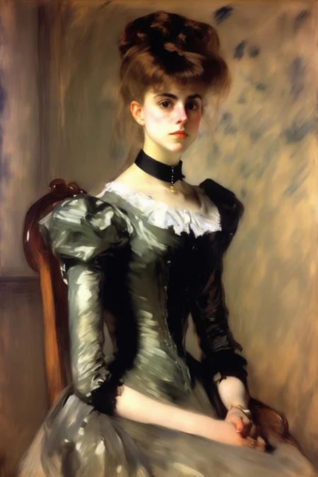 <lora:William Merritt Chase Style:1>William Merritt Chase Style - a john singer sargent portrait of a young noble lady in 1890s london