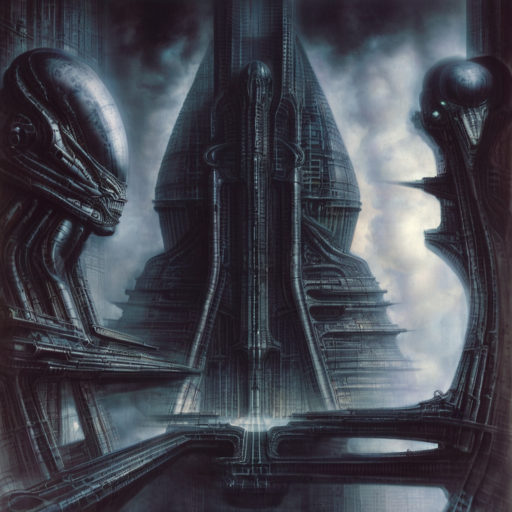 <lora:g1g3r:1>g1g3r 3t3rn1ty dark alien architecture machine