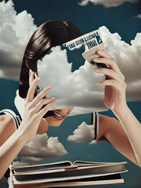 <lora:Collage:1>collage a person holding a book in front of their face