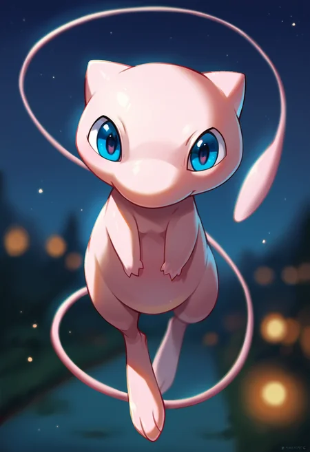 score_9, score_8_up, score_7_up, score_6_up, source_furry, solo, dof, full-length portrait, blurred background, <lora:POKEMON_MEW:1> mew, pokemon (creature), blue eyes, cinematic, dynamic angle, night time, rimlight, playful, <lora:d\EnvyZoomSliderXL01:-1>
