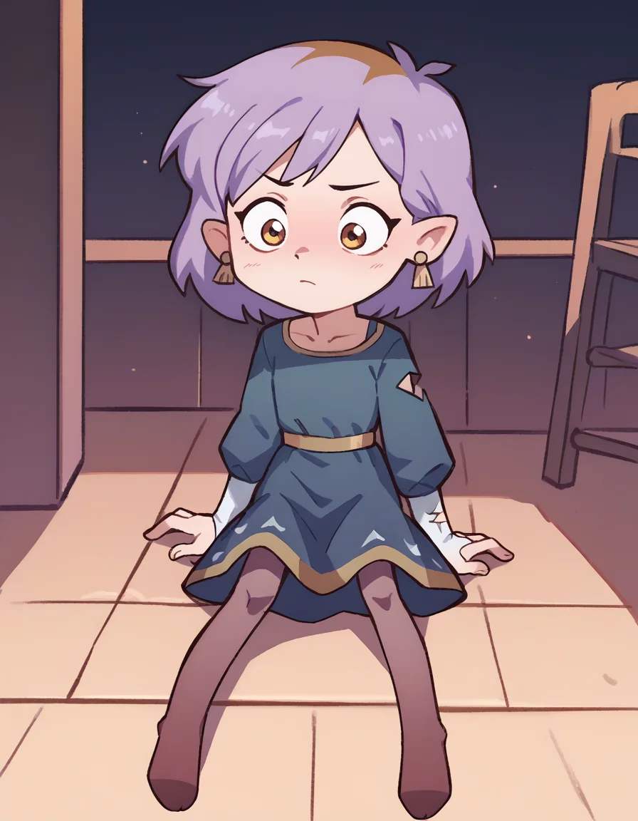score_9, score_8_up, score_7_up, score_6_up, score_5_up, score_4_up, solo, 1girl, solo,
<lora:Orenji v3:1> orenji, <lora:Amity Blight:0.8> amity blight, purple hair, pantyhose, long sleeves, blue dress, no shoes, full body, sitting,