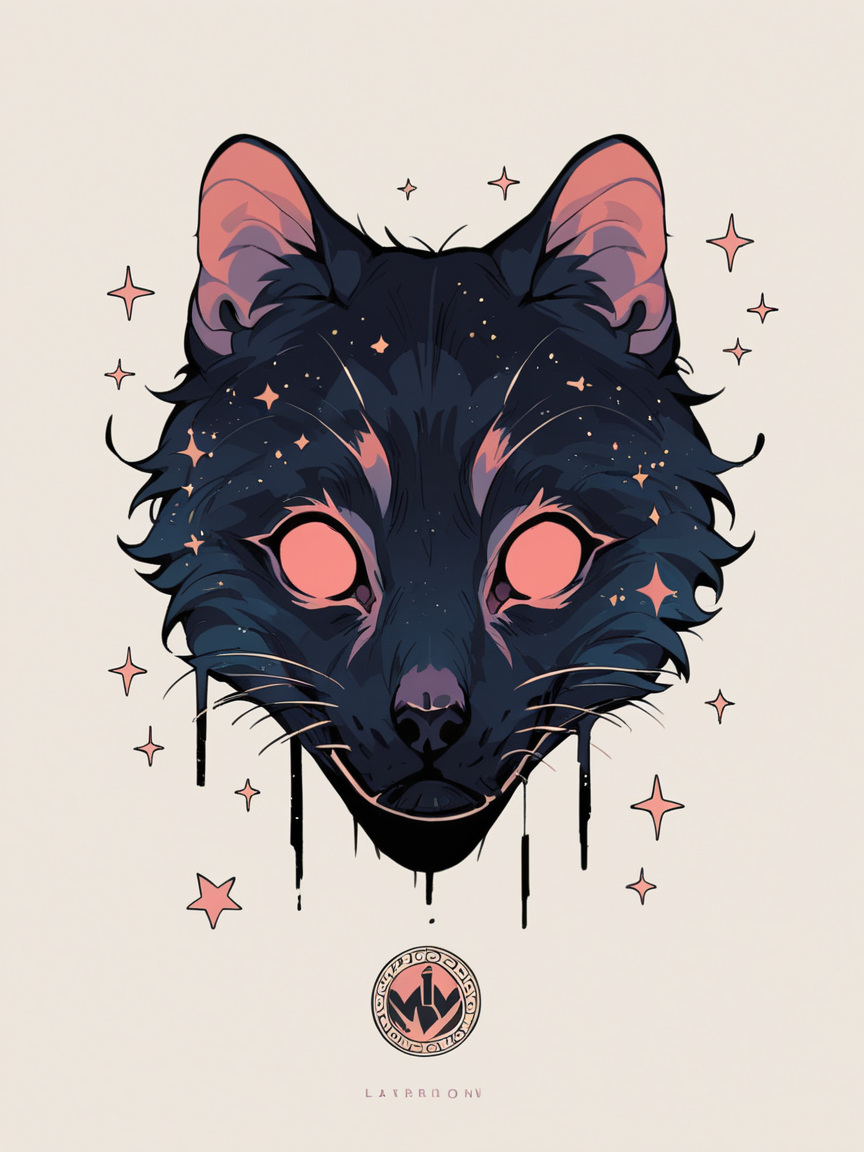 score_9, score_8_up, score_7_up, score_6_up,   <lora:l0g0XLP:1> l0g0, simple background, no humans, logo, black cat, galaxy
