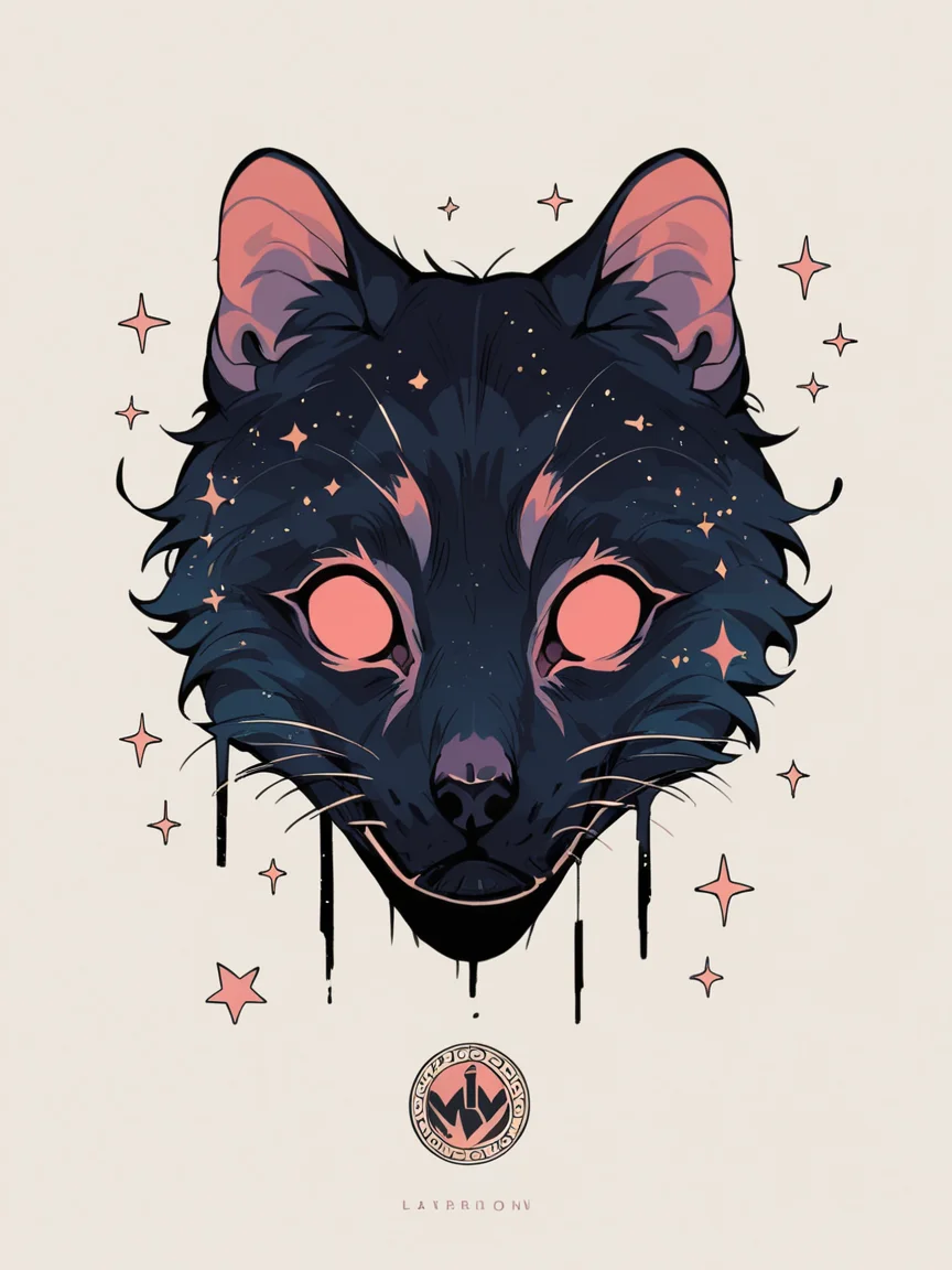 score_9, score_8_up, score_7_up, score_6_up,   <lora:l0g0XLP:1> l0g0, simple background, no humans, logo, black cat, galaxy