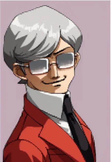score_9, score_8_up, score_7_up, source_anime, BREAK ,solo, 1boy, <lora:P2-Protraits-pdxl_Fp:1>, portrait, simple background, <lora:zs_StephenXL:1>, stephensmt, grey hair, short hair, grey eyes, glasses, red blazer, white shirt, black tie, red pants, smug, covered eyes,