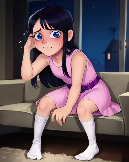 score_9, score_8_up, score_7_up,
Expressiveh ,
sitting on sofa,
indoors, detailed background, night, full body,
pale skin, blushing, shy, inexperienced, embarrassed, uncomfortable, looking at the viewer,
<lora:IsaPF:1> IsaPF, 1girl, long black hair, dark blue eyes, pink bow, sleeveless pink dress, purple belt, round purple buckle, white socks
<lora:Shadman:1>
<lora:fir3bornstyle:0.3> fir3born artstyle,
