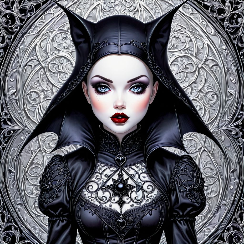 j scott campbell ,a whimsical image of a gothic baby doll