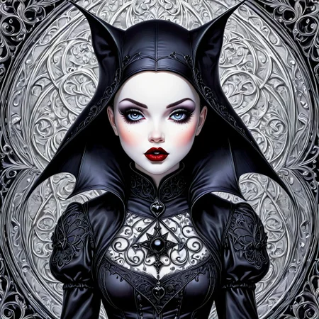 j scott campbell ,a whimsical image of a gothic baby doll