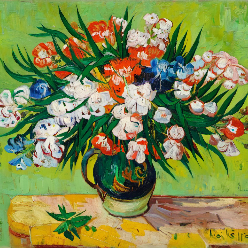 ((Best quality)), ((masterpiece)), vg, painting,flower <lora:vincent_van_gogh_xl:1>