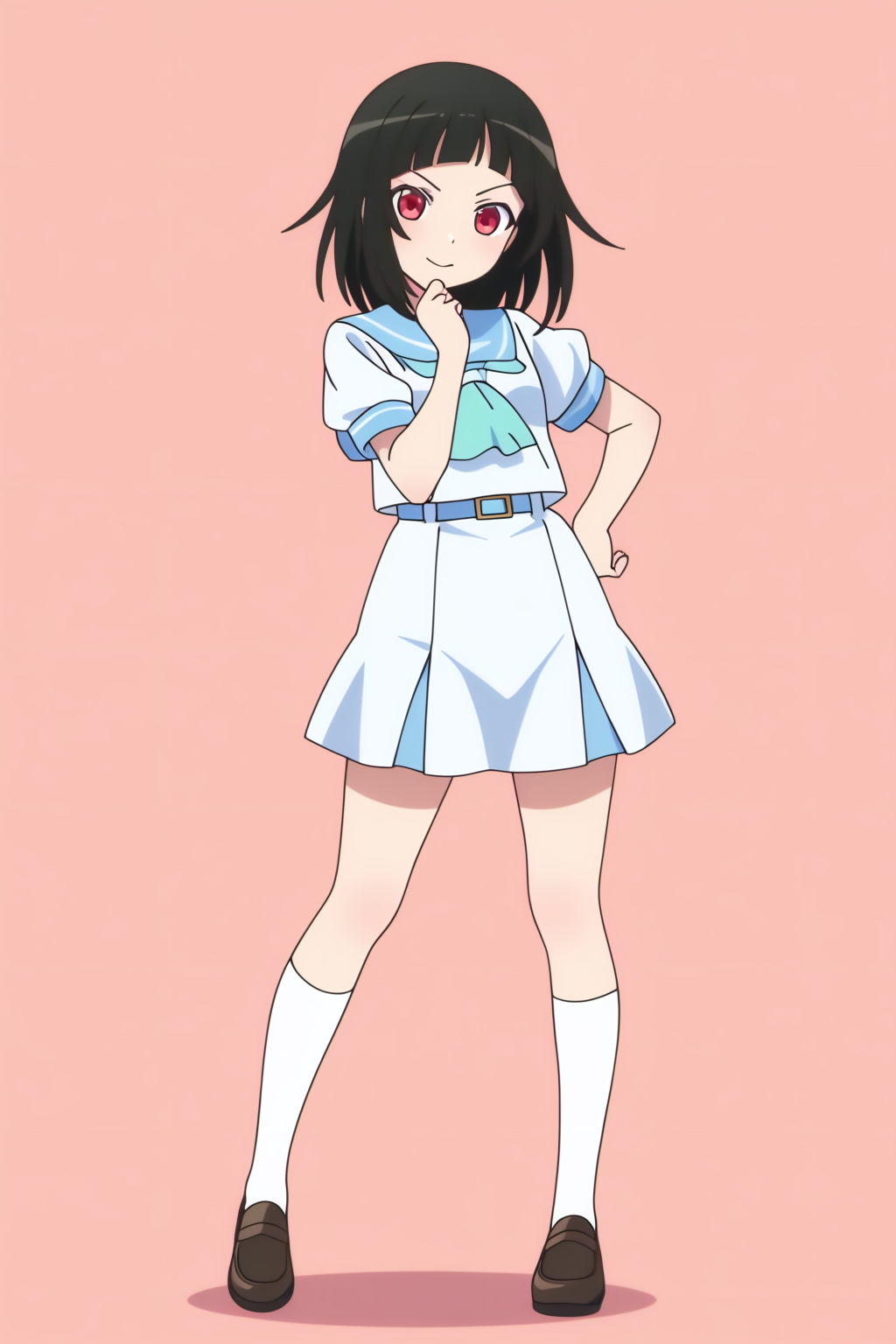 anime coloring, newest, full body, Sakanadeko, red eyes <lora:Monogatari_Series_-_Sakanadeko_-_illustrious:0.8>