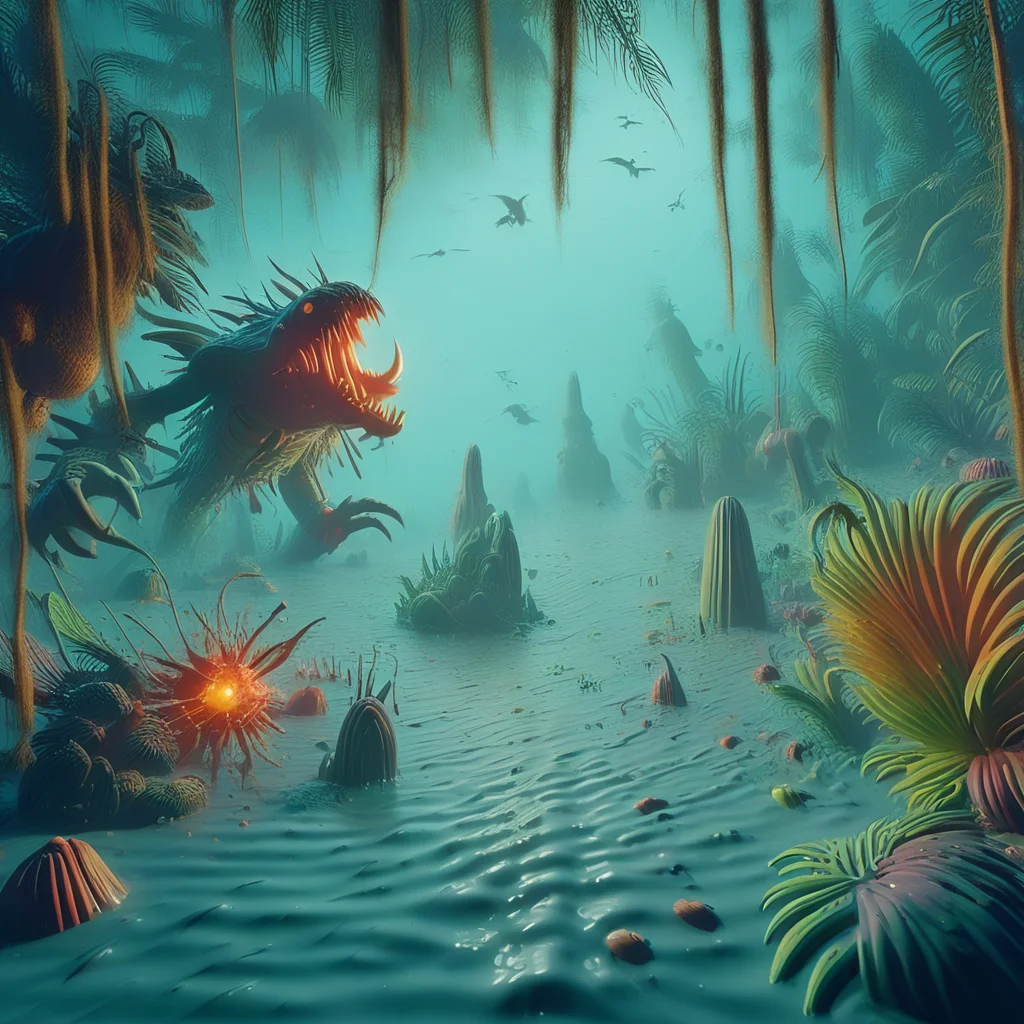 swamp monster,car <lora:swamp monster-000004:1>
