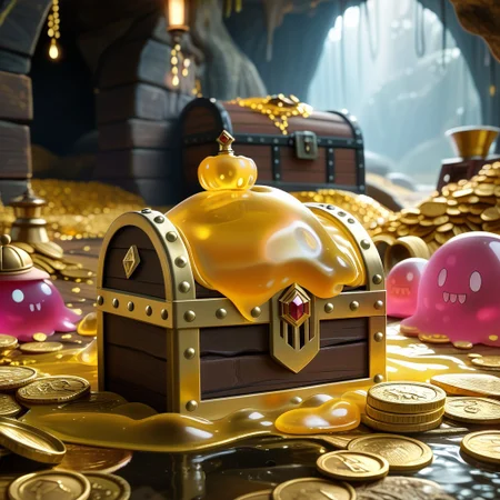 chalice made out of slime, fancy cup made out of slime, fancy chalice made out of slime, Detailed chalice made out of gold slime, Gem-studded slime chalice, multi-colored gems made out of slime, in a room of treasure made out of slime, gold coins and bars made out of slime, wood-like treasure chest made out of slime, wood-colored slime chest,
treasure-room, treasure, treasure chest, gemstone, coins, gold bars, gold pile,
everything made of slime, No simple background,
((translucent slime)), ((transparent slime)), (bioluminescent slime), sl1m3d, slime, ais-blmn, watce, je11y, thickwater, great lighting, ral-lava, even lighting, no bright spots, slime-morph, made of slime,
