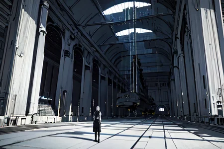 highly insanely detailed, masterpiece, top quality, best quality, highres, 4k, 8k, RAW photo, (very aesthetic, beautiful and aesthetic),
tsutomu nihei,nihei_tsutomu,blame!,blame gakuen!,abara,TNstyle,sidonia_no_kishi,(tunnel,space,spacecraft,lab,city ruins,megastructure in background,stairs,mausoleum,giant room,tower,hangar),
<lora:blameLora_v10:0.5>,
(1girl:1.3),
solo focus,
pure purple background,pure yellow background,pure cyan background,(fluorescent background,solid color background),âââ