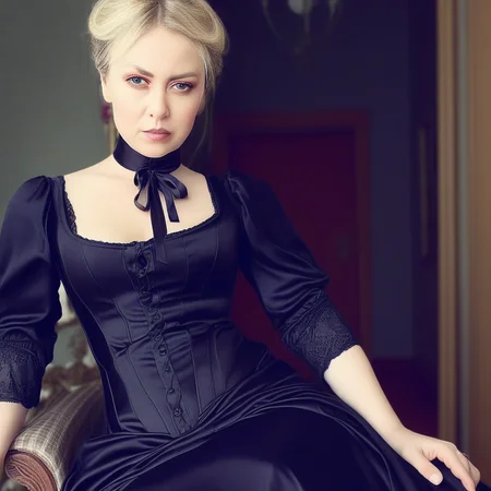 stylova76, photorealistic, Victorian woman, elegantly dynamic position, victorian dress, blonde hair, looking at viewer