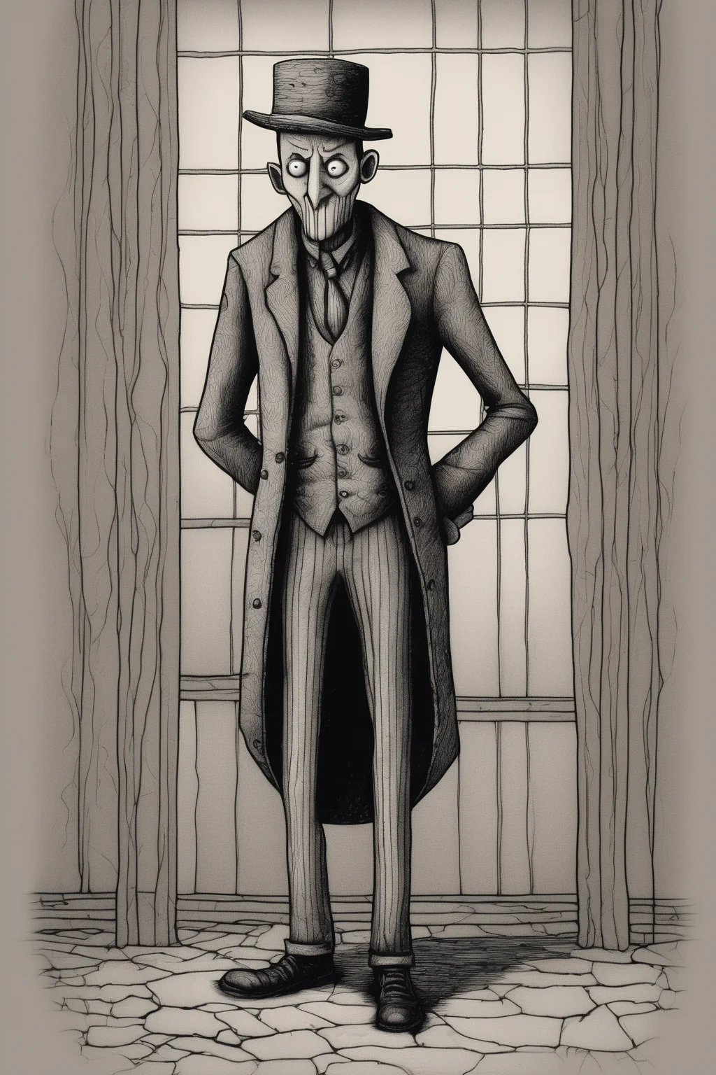 John Kenn Mortensen Style - drawing of a comedian in the style of john kenn mortensen