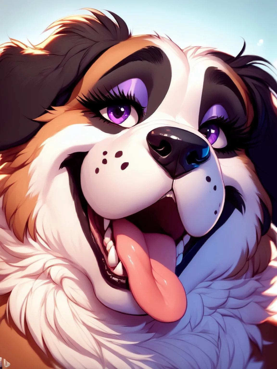 score_9,score_8,score_7,source_furry,
<1girl:1.5>,
<solo:1.5>,
dog,
dog girl,
smile,
makeup,
seductive,
face,
face focus,
upper body,
face zoom,
open mouth,
fangs,
<lora:Saint_Bernard_Anthro-PONYSDXL:1.25> furry ,, happy,
smile,
teeth,
tongue