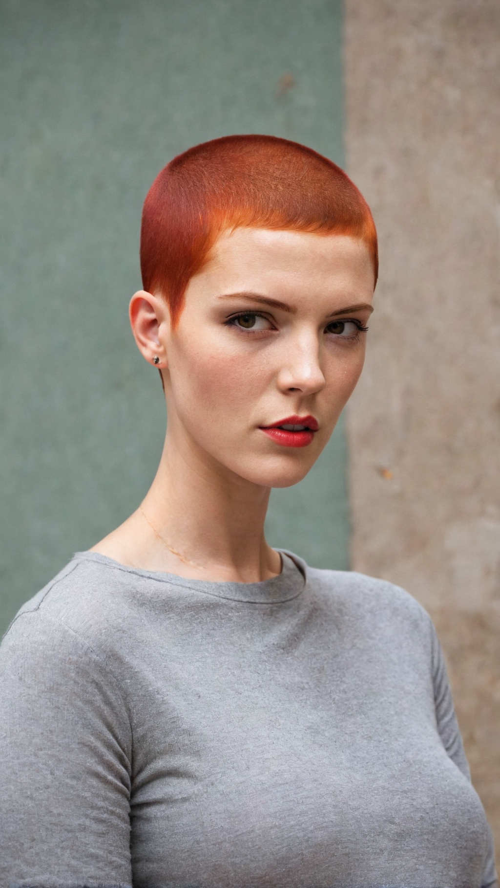 woman<lora:A_SHort_Cut_v3_SDXL:1>very short hair, buzz cut, red head